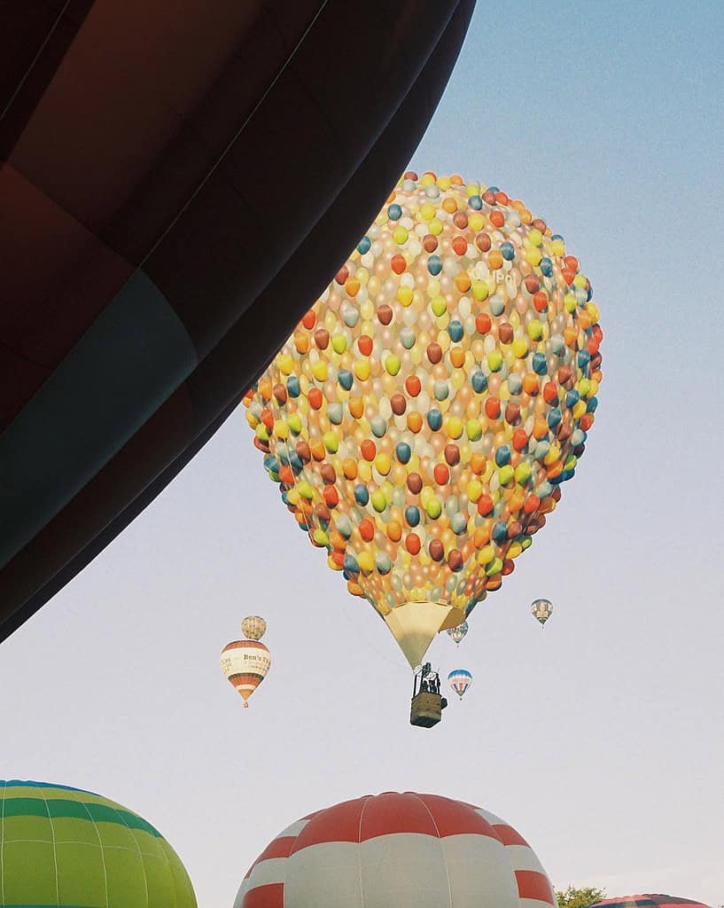 View of hot air balloons at Bristol Balloon Festival